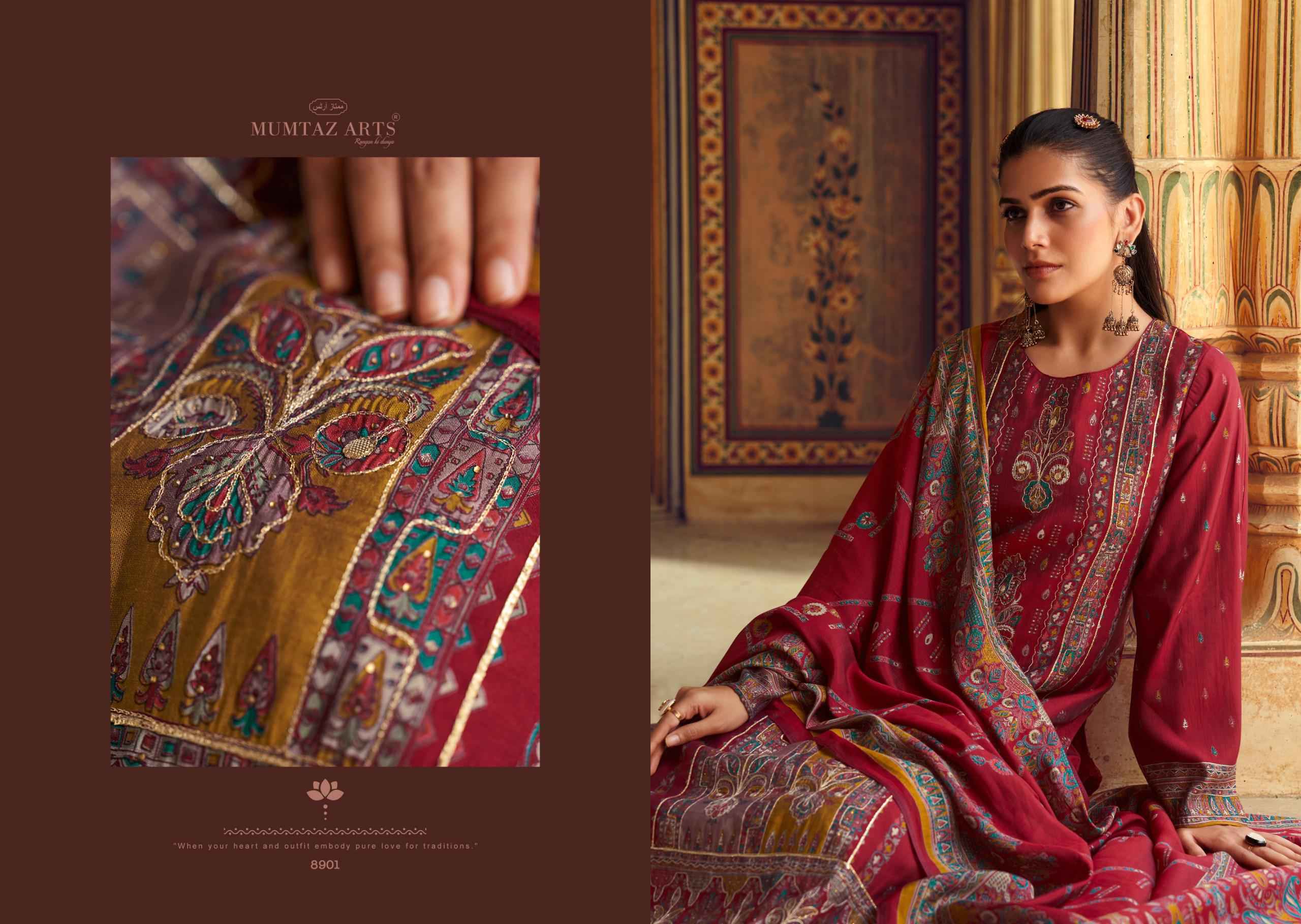 Mumtaz Arts Aafreen Viscouse Musline Dress Material 4 pcs Catalogue