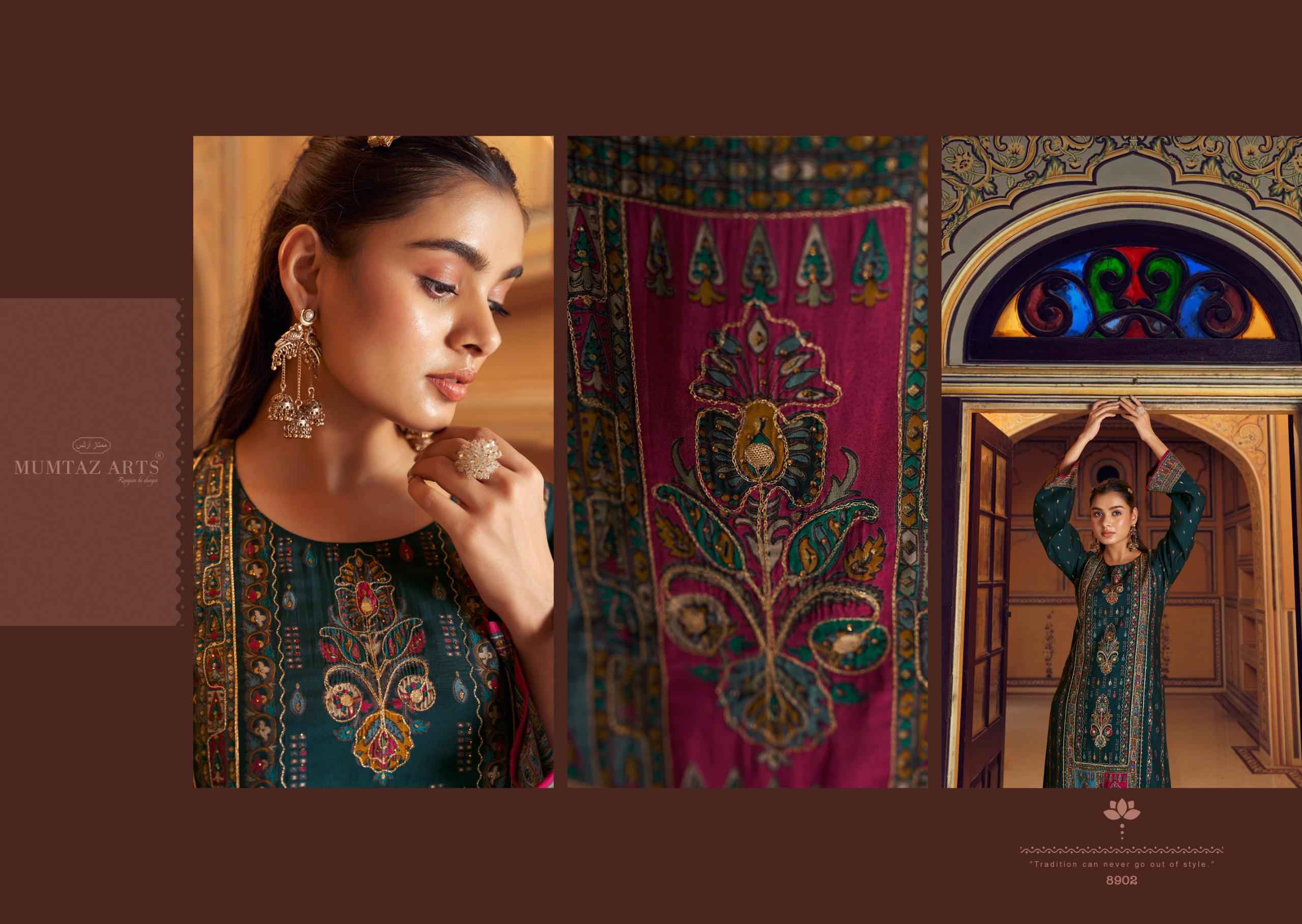 Mumtaz Arts Aafreen Viscouse Musline Dress Material 4 pcs Catalogue