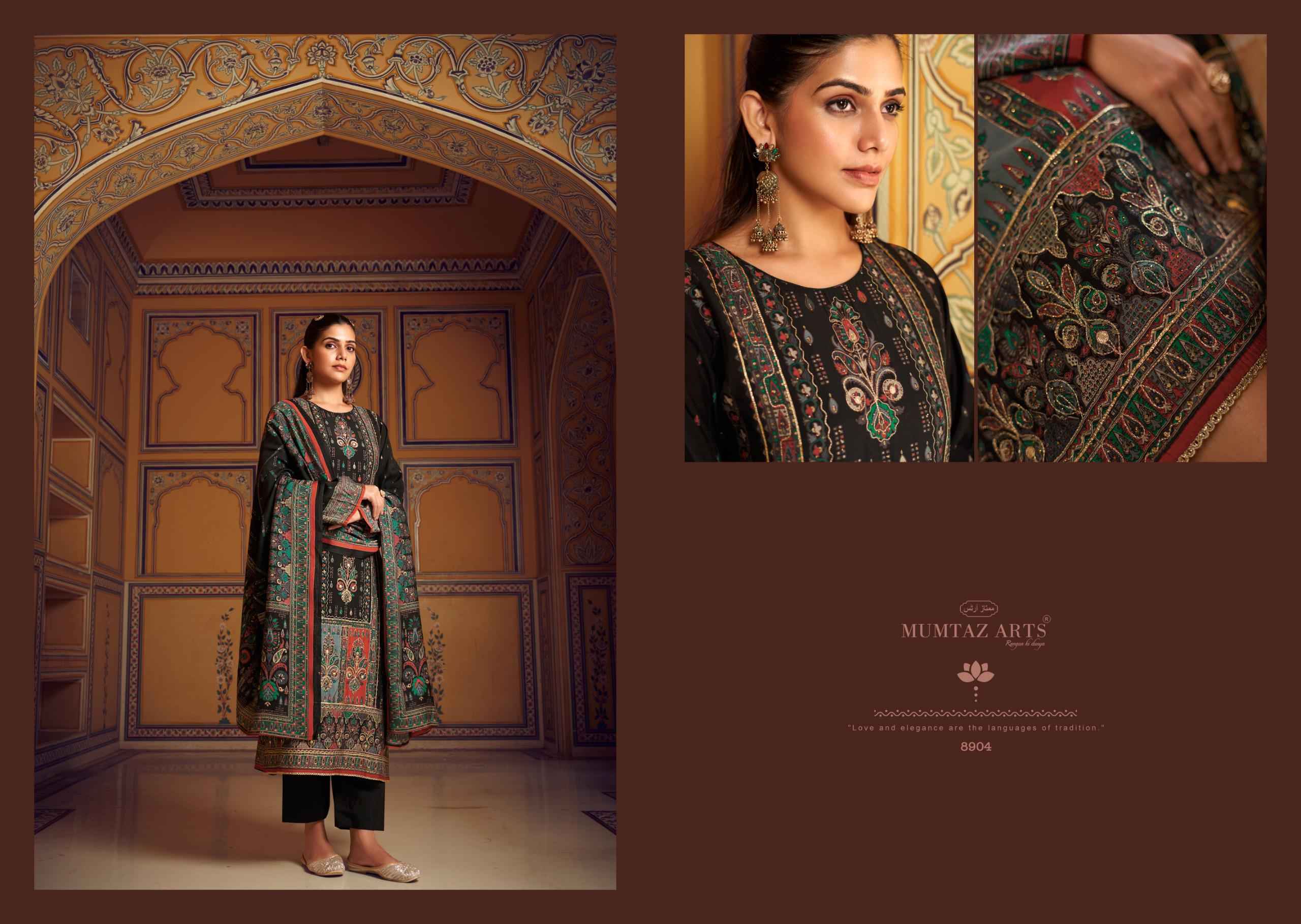 Mumtaz Arts Aafreen Viscouse Musline Dress Material 4 pcs Catalogue