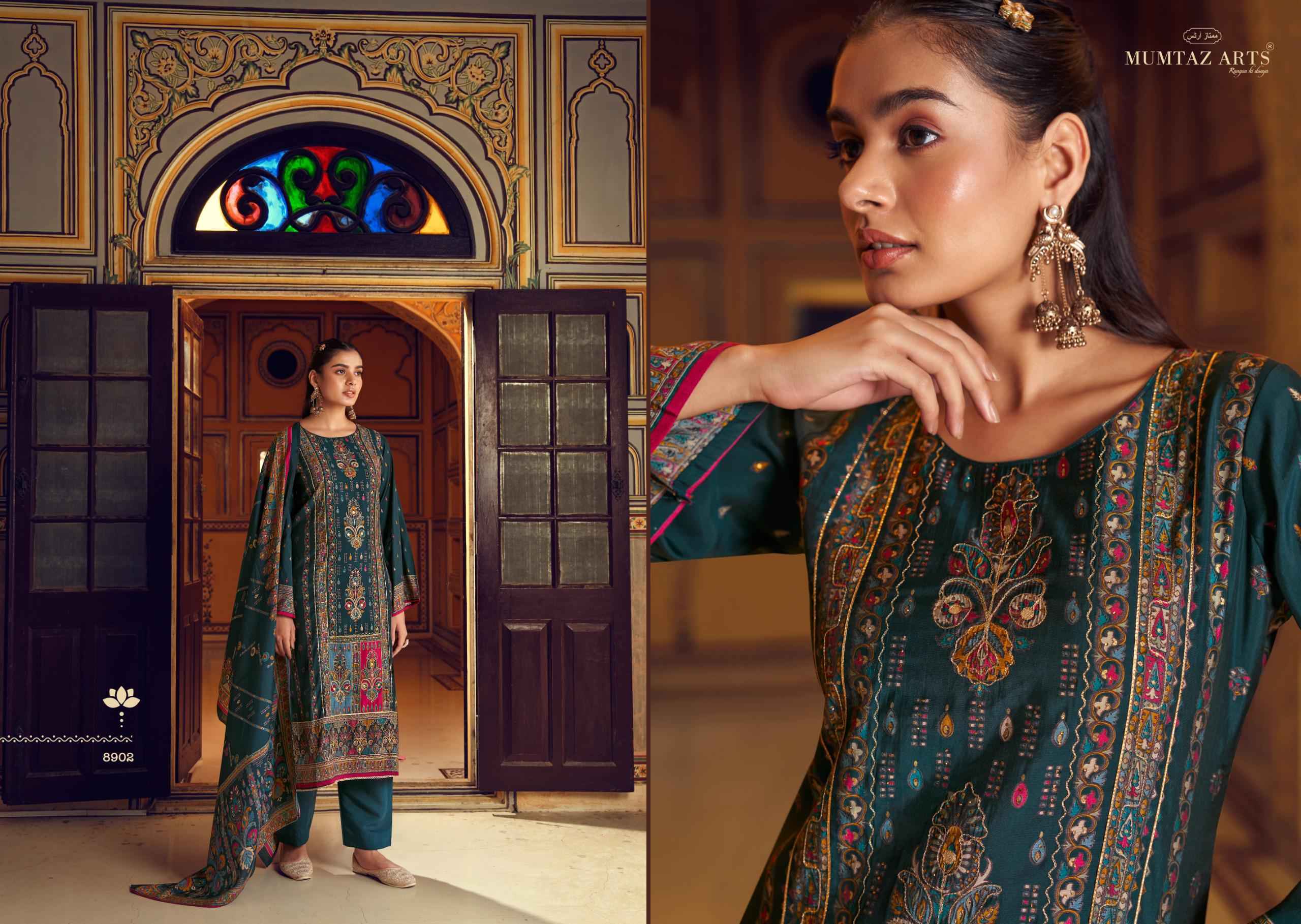 Mumtaz Arts Aafreen Viscouse Musline Dress Material 4 pcs Catalogue