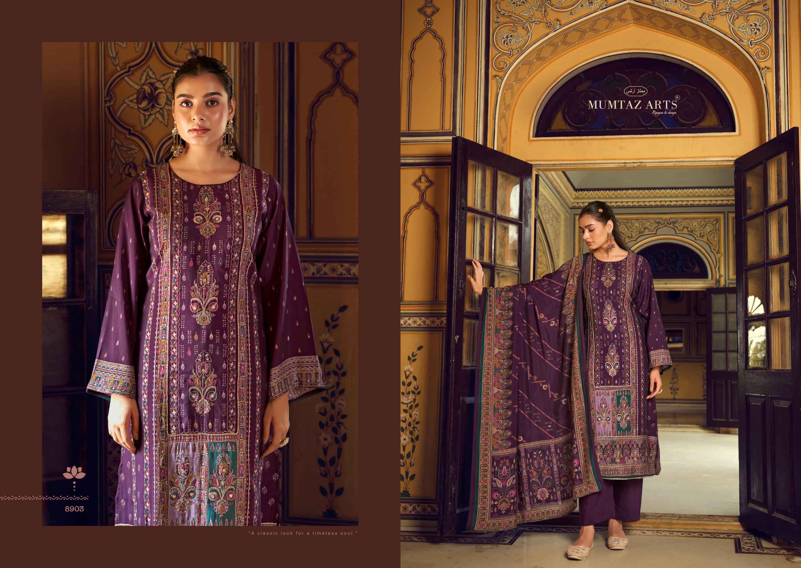 Mumtaz Arts Aafreen Viscouse Musline Dress Material 4 pcs Catalogue