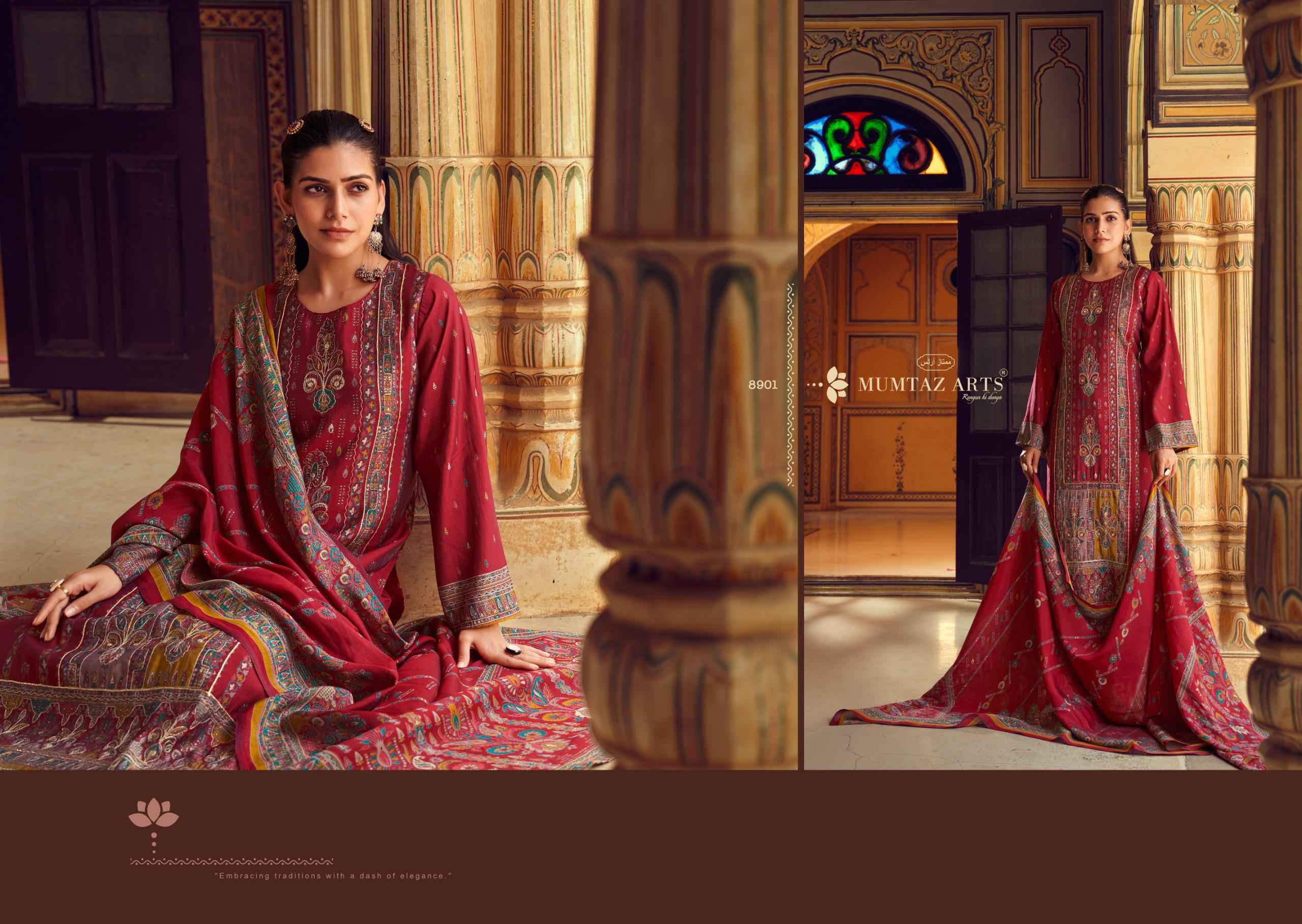 Mumtaz Arts Aafreen Viscouse Musline Dress Material 4 pcs Catalogue