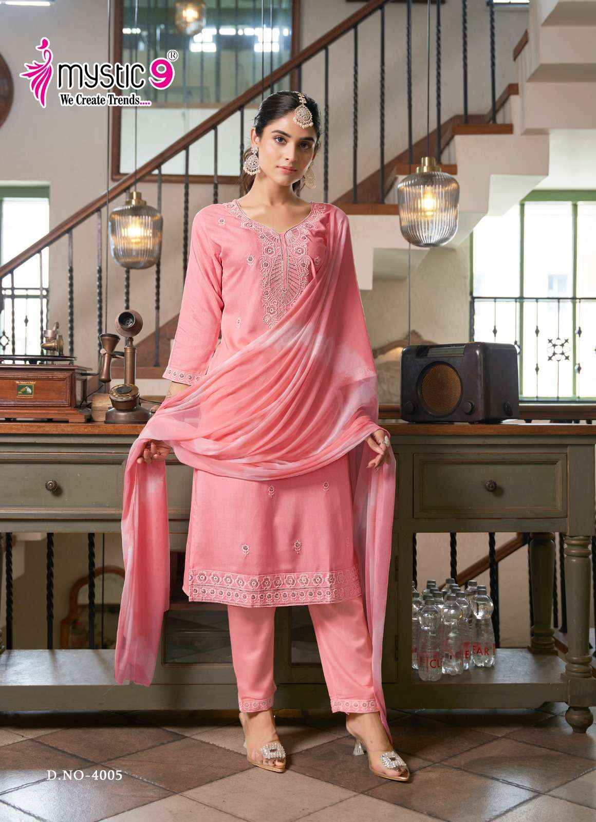 Mystic 9 Karachi Vol 4 Rayon Kurti Combo 8 pcs Catalogue