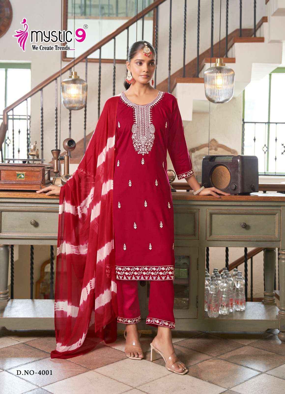 Mystic 9 Karachi Vol 4 Rayon Kurti Combo 8 pcs Catalogue