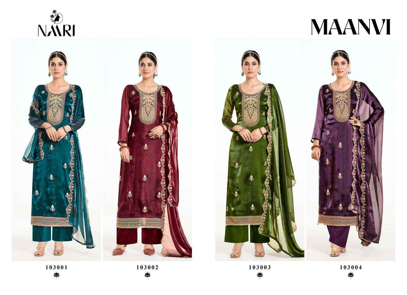 Naari Maanvi Silk Dress Material 4 pcs Catalogue