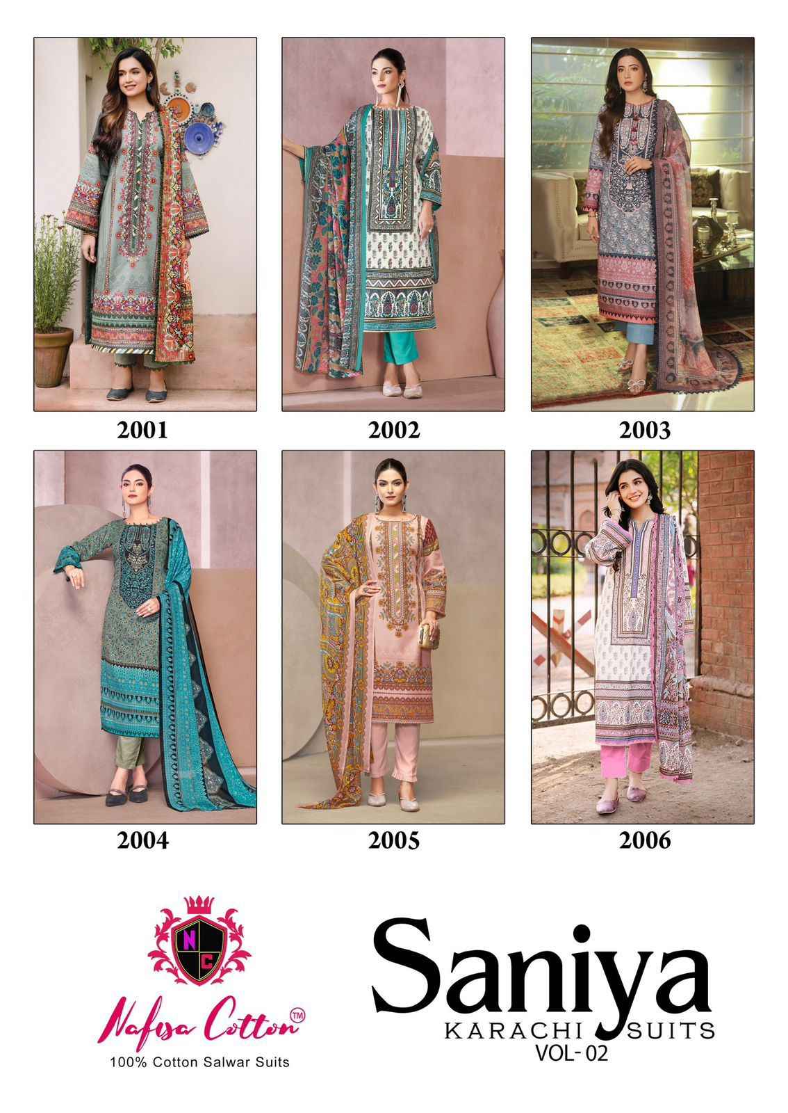 Nafisa Cotton Saniya Karachi Suits Vol 2 Cotton Dress Material 6 pcs Catalogue