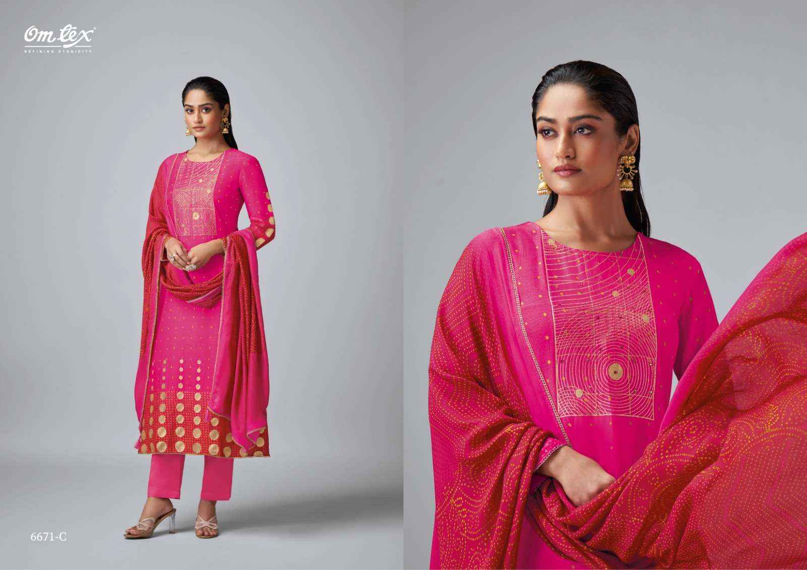 Omtex Darshini Muslin Jacquard Dress Material 4 pcs Catalogue