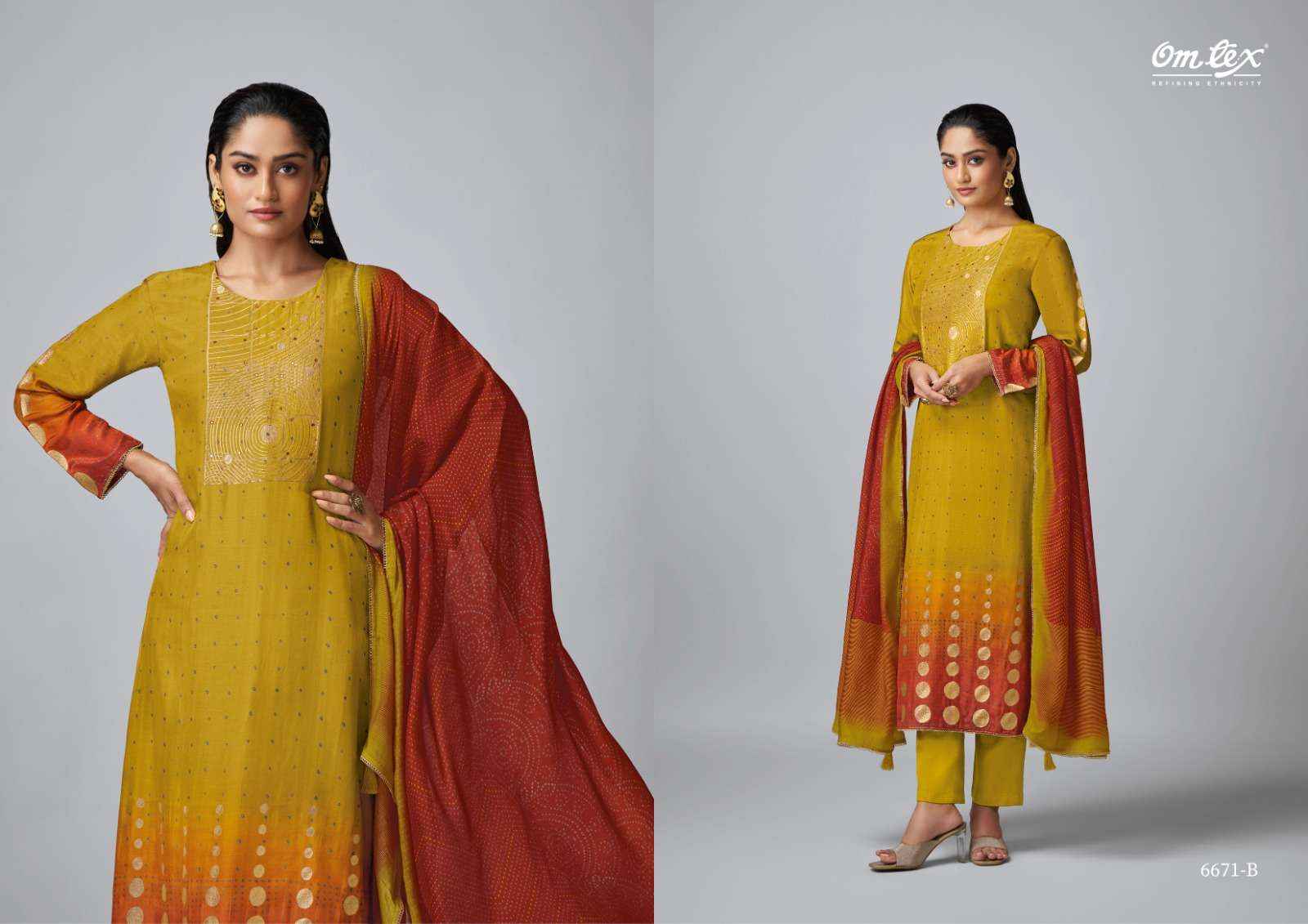 Omtex Darshini Muslin Jacquard Dress Material 4 pcs Catalogue