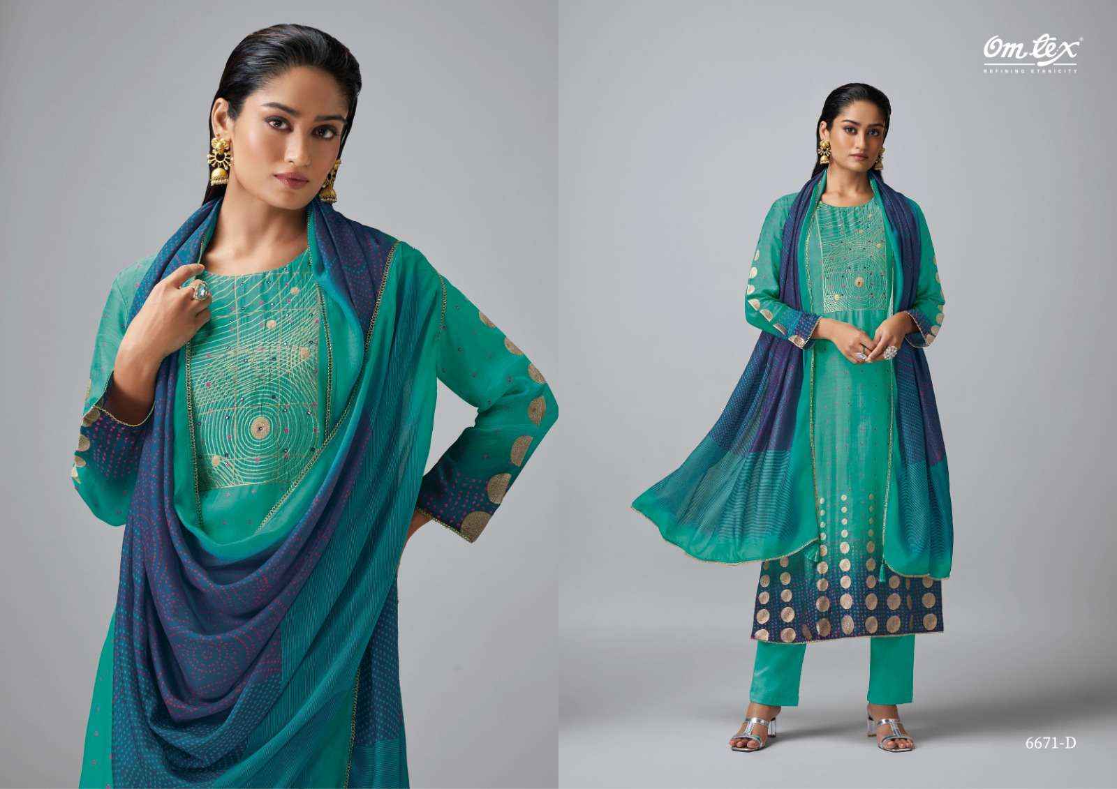 Omtex Darshini Muslin Jacquard Dress Material 4 pcs Catalogue