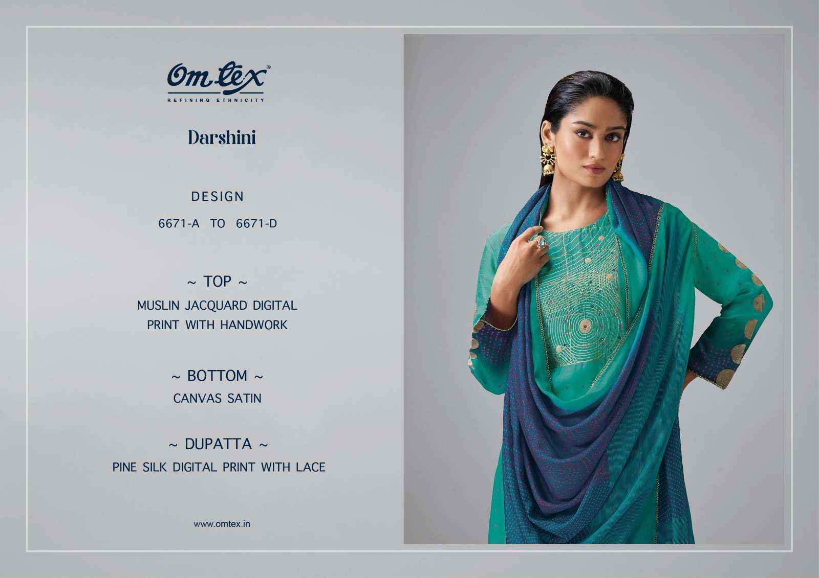 Omtex Darshini Muslin Jacquard Dress Material 4 pcs Catalogue