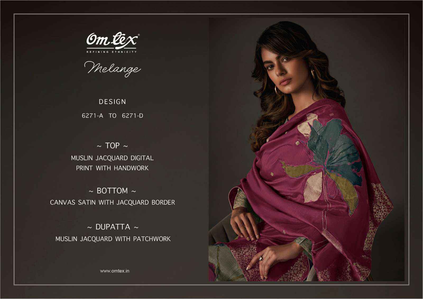 Omtex Milange Muslin Jacquard Dress Material 4 Pcs Catalogue
