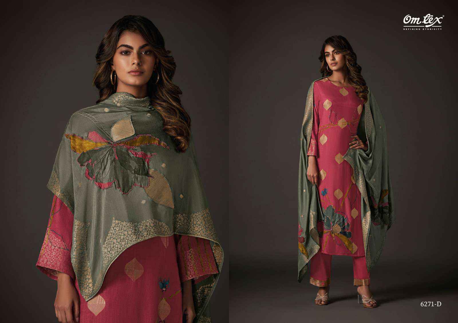 Omtex Milange Muslin Jacquard Dress Material 4 Pcs Catalogue