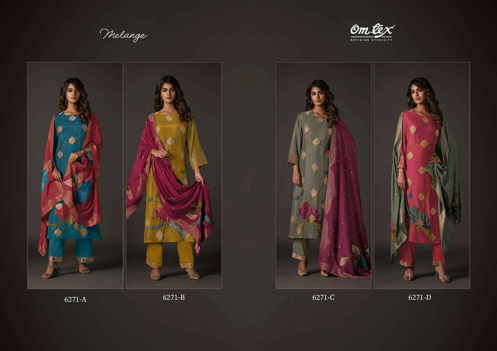Omtex Milange Muslin Jacquard Dress Material 4 Pcs Catalogue