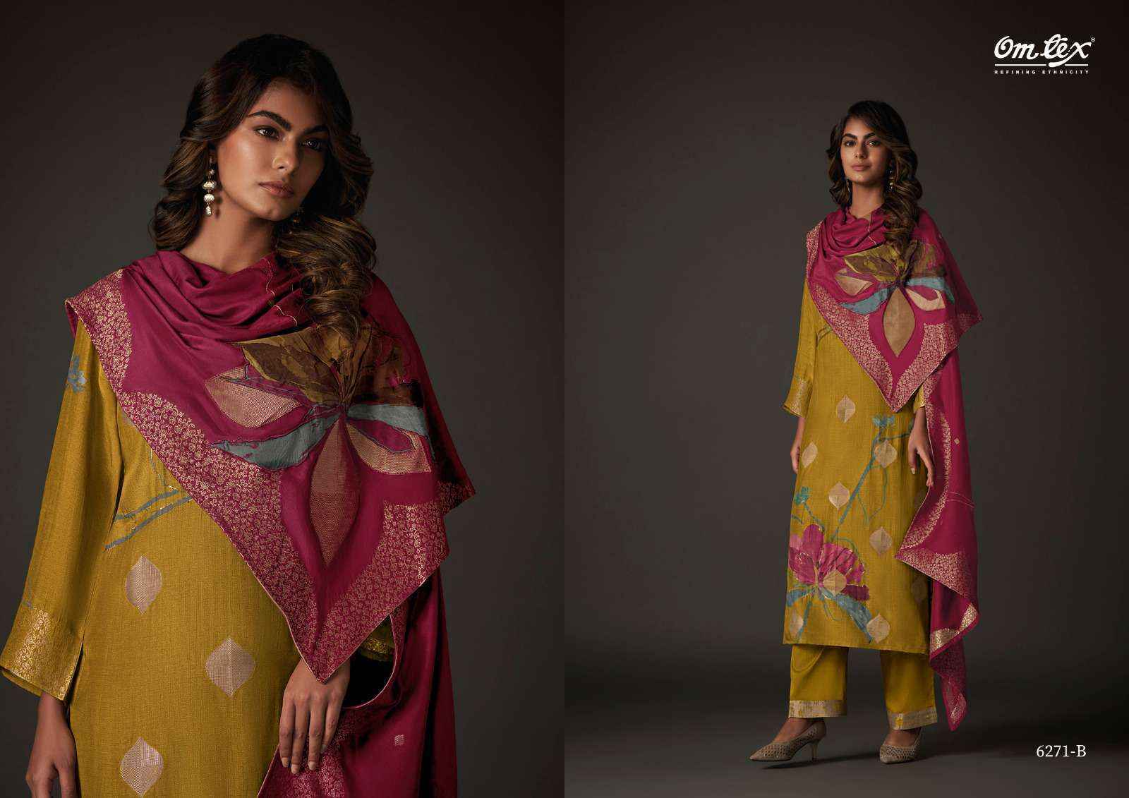 Omtex Milange Muslin Jacquard Dress Material 4 Pcs Catalogue