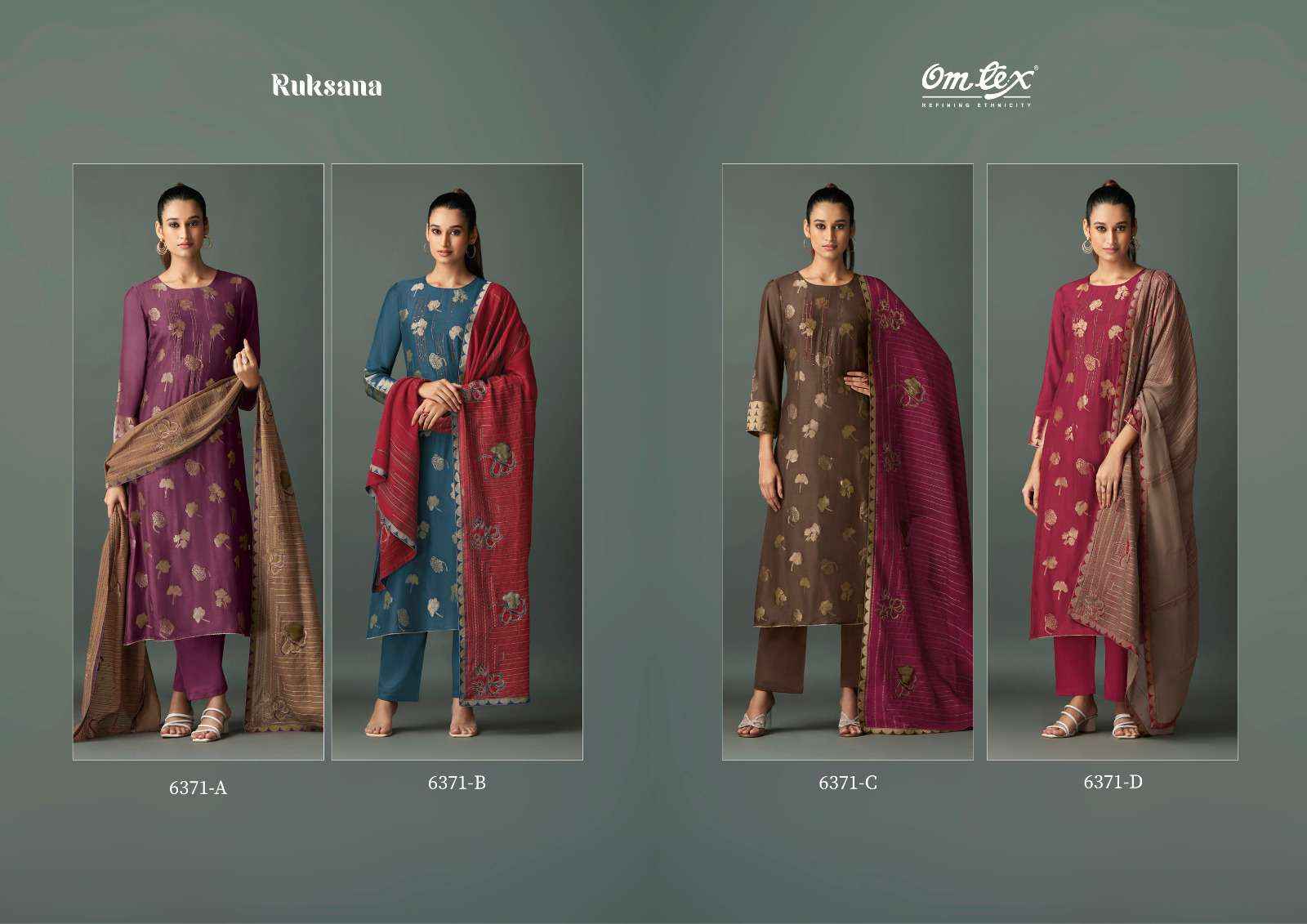 Omtex Ruksana Musline Jacquard Dress Material 4 pcs Catalogue