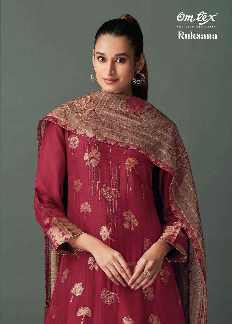 Omtex Ruksana Musline Jacquard Dress Material 4 pcs Catalogue