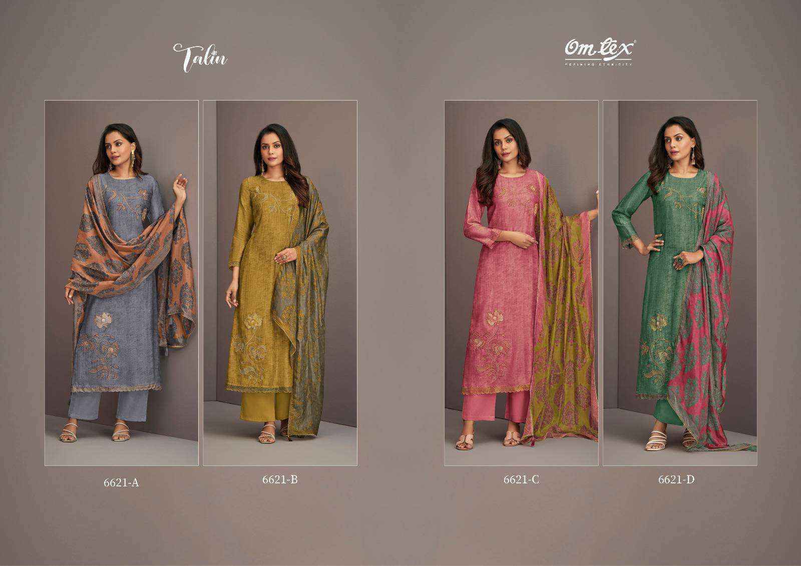 Omtex Talin Nida Silk Dress Material 4 pcs Catalogue