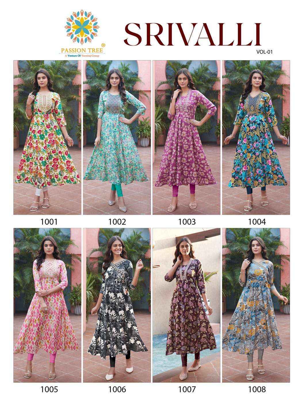 Passion Tree Srivalli Vol 1 Rayon  Gown 8 pcs Catalogue