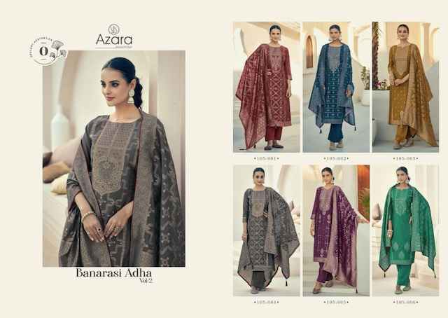 Radhika Fashion Azara Banarasi Adha Vol 2 Cotton Jacquard Dress Material 6 pcs Catalogue
