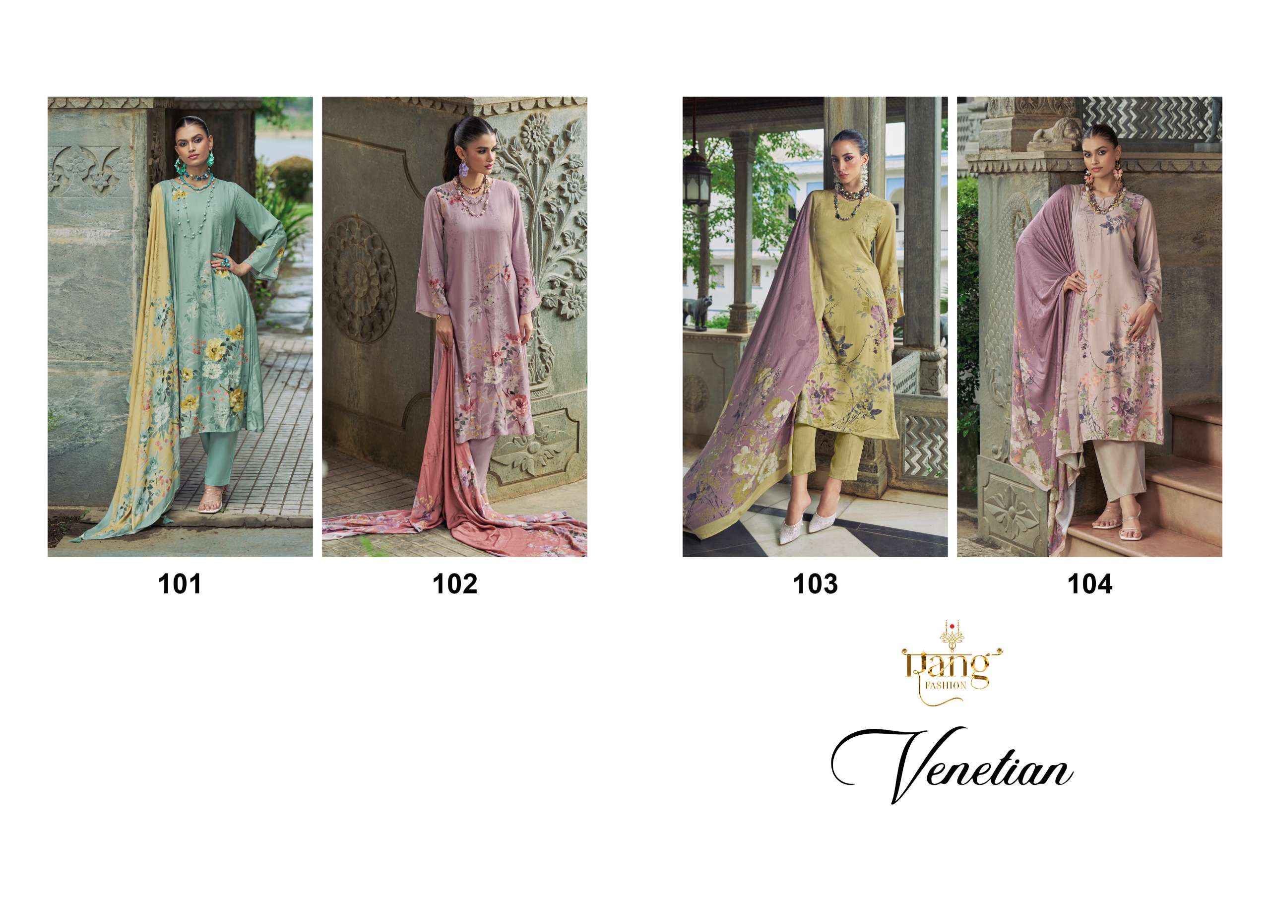 Rang Fashion Venetian Vol 2 Viscouse Musline Dress Material 4 pcs Catalogue