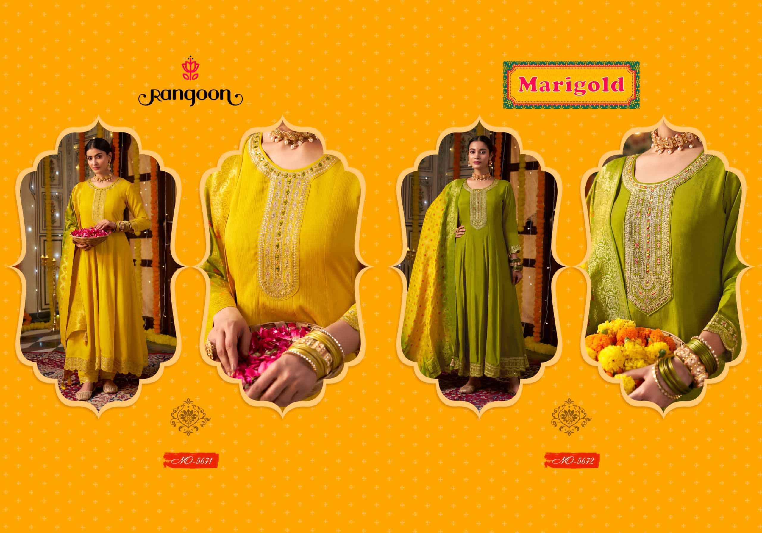 Rangoon Merigold Readymade Silk Dress 2 Pcs Catalouge