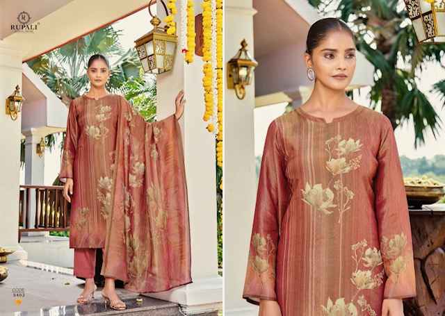 Rupali Fashion Amrita Simmer Tissue Dress Material 4 pcs Catalogue