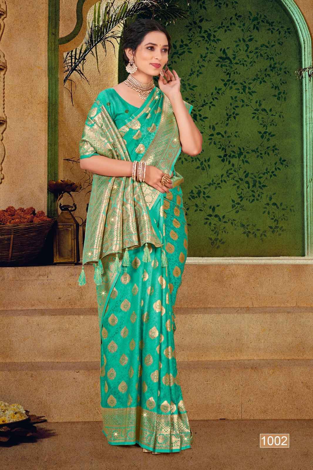 Saroj Aishwarya Silk Swarovski Saree 4 pcs Catalogue