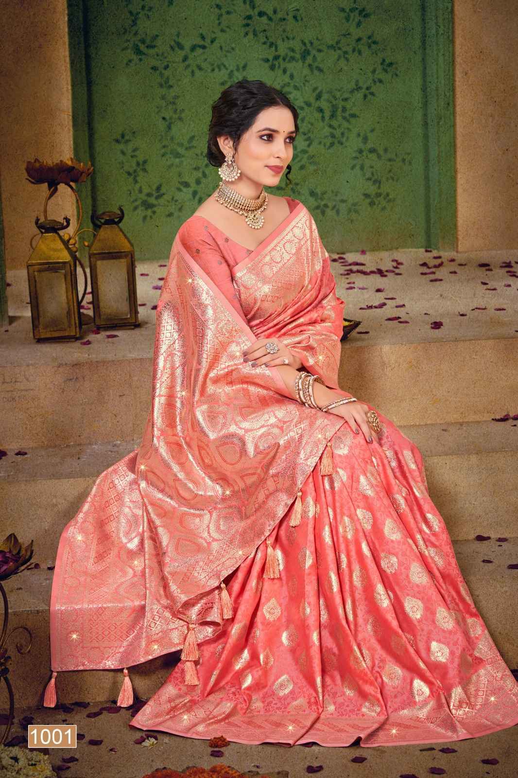 Saroj Aishwarya Silk Swarovski Saree 4 pcs Catalogue