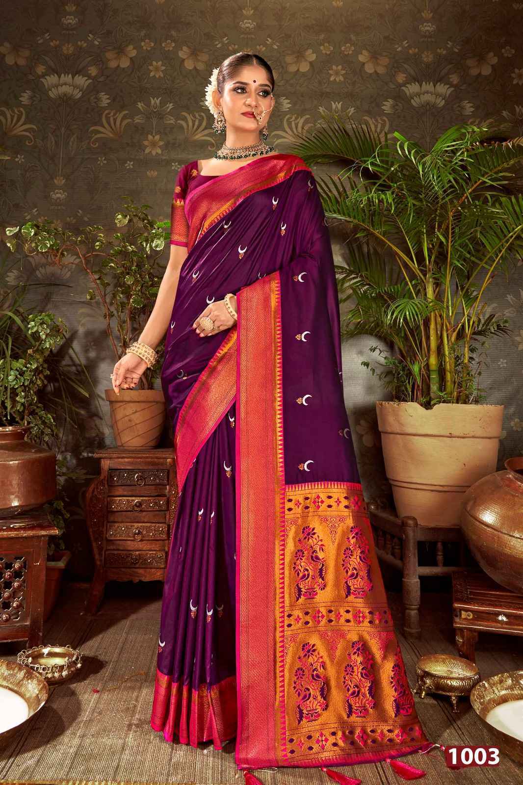Saroj Jhumka Chand Swarovski Silk With Swarovski Saree 8 pcs Catalogue