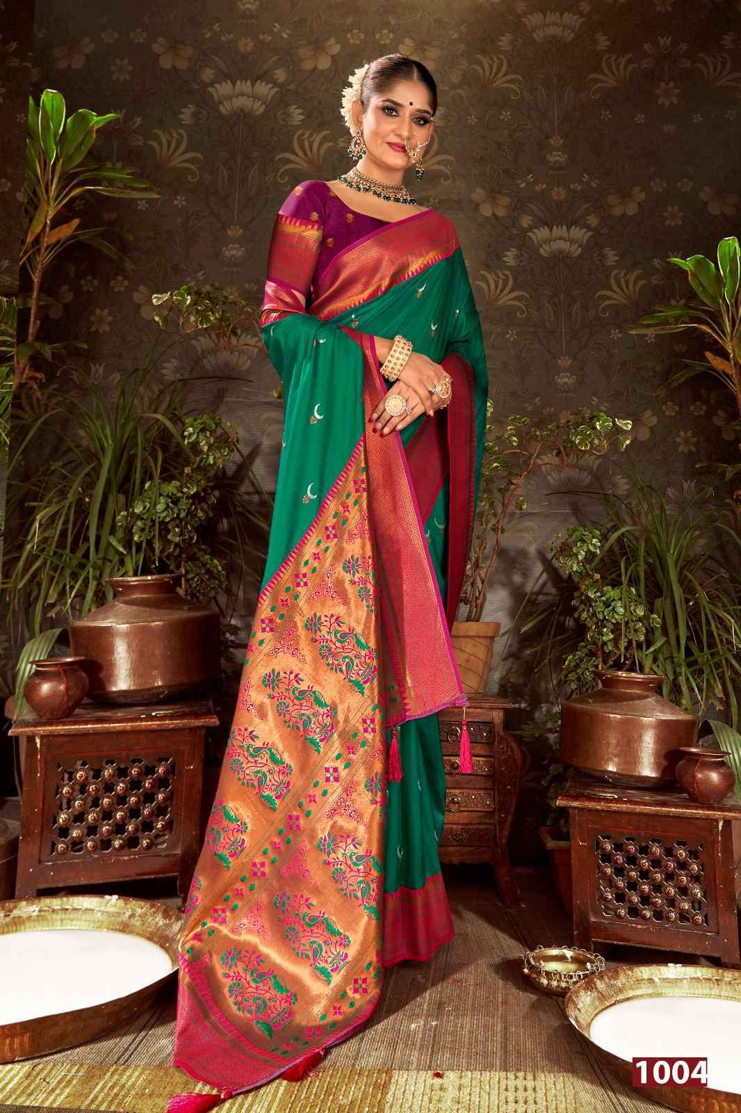 Saroj Jhumka Chand Swarovski Silk With Swarovski Saree 8 pcs Catalogue