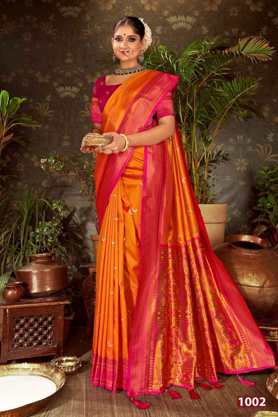 Saroj Jhumka Chand Swarovski Silk With Swarovski Saree 8 pcs Catalogue