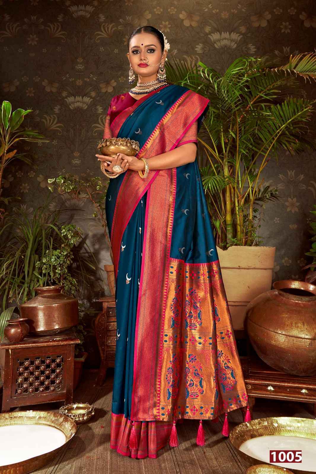 Saroj Jhumka Chand Swarovski Silk With Swarovski Saree 8 pcs Catalogue