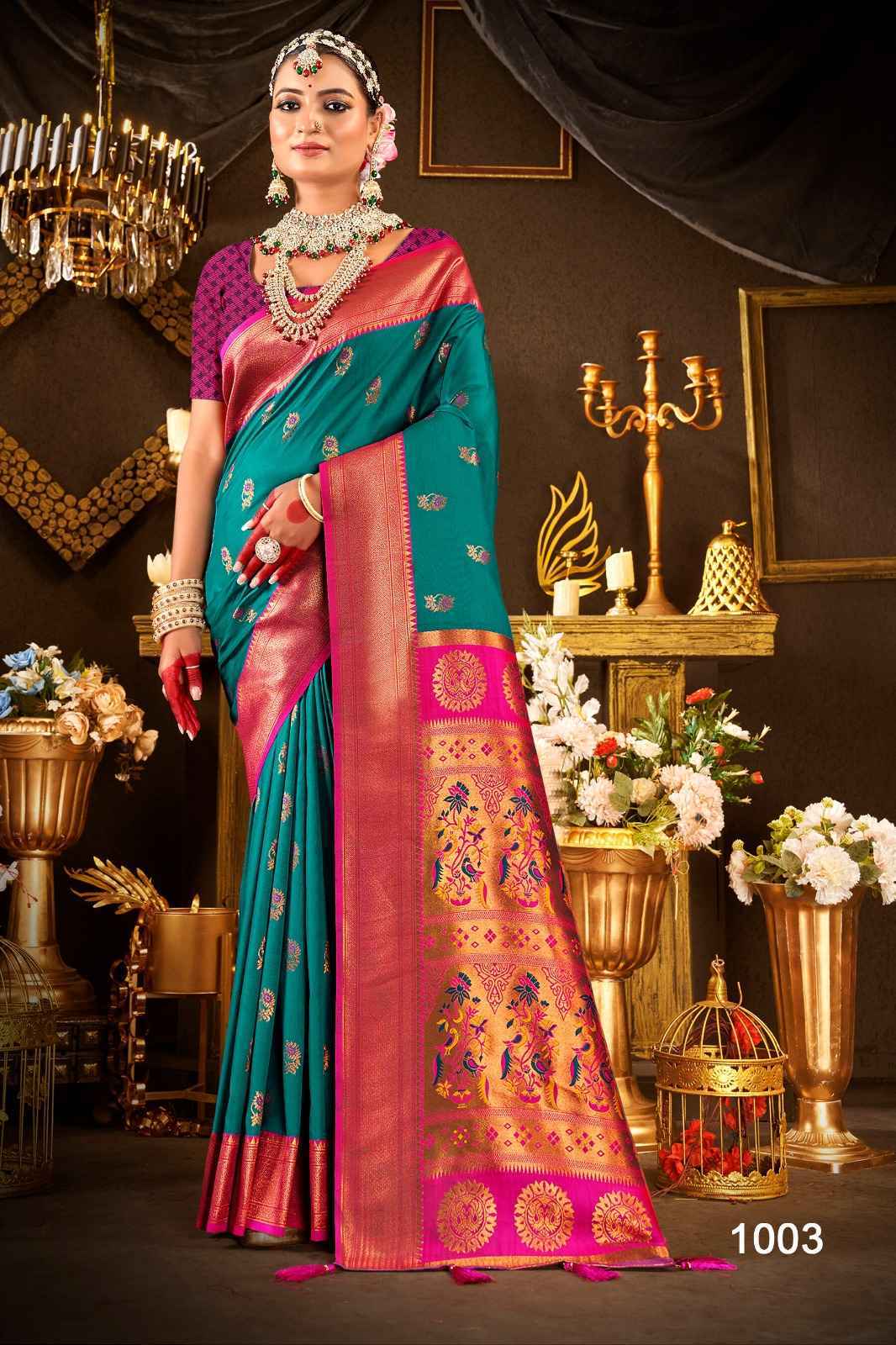 Saroj Nath Paithani Swarovski Silk Saree 8 pcs Catalogue