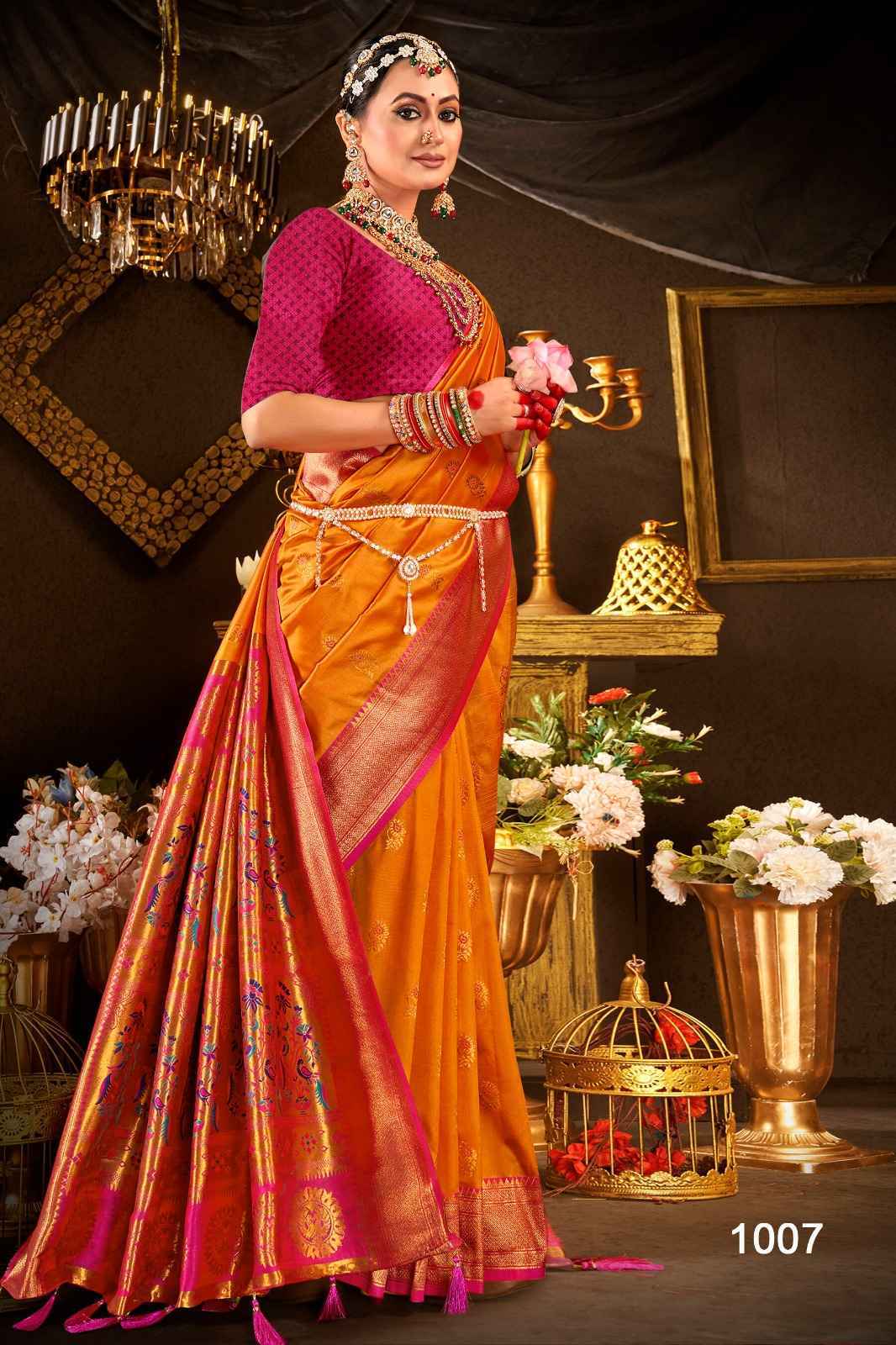 Saroj Nath Paithani Swarovski Silk Saree 8 pcs Catalogue