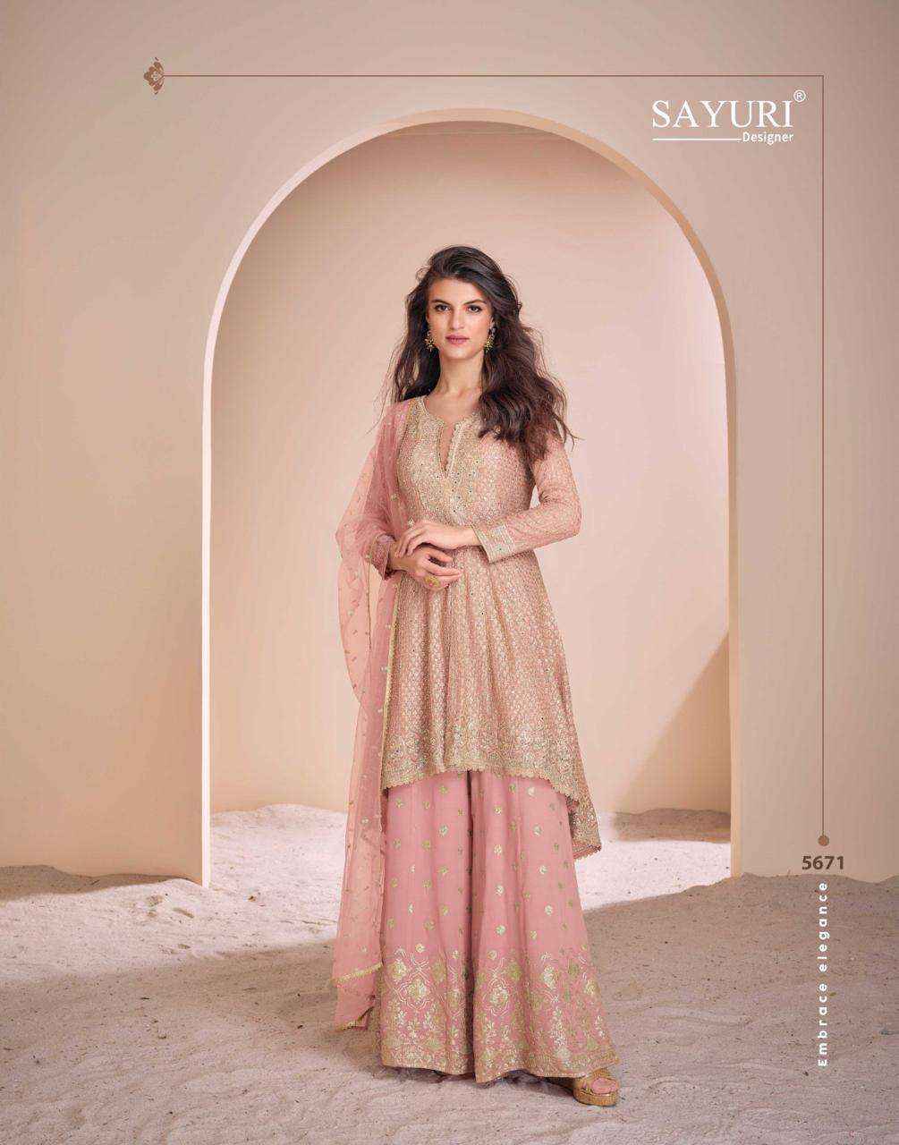 Sayuri Designer Aayna Readumade Georgette Dress 3 pcs Catalogue