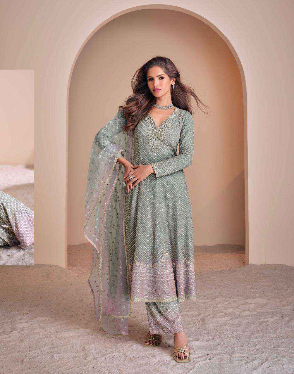 Sayuri Designer Aayna Readumade Georgette Dress 3 pcs Catalogue