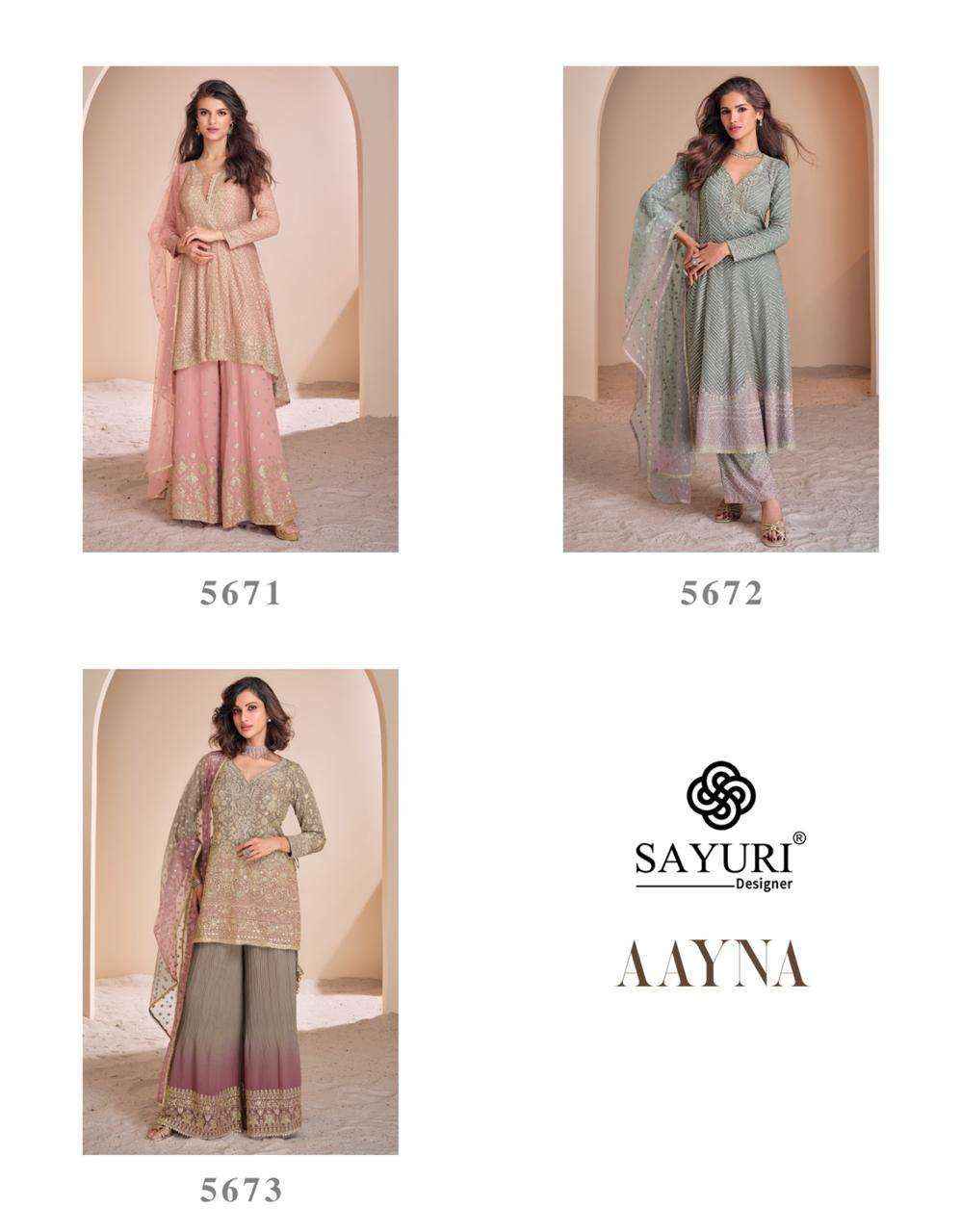Sayuri Designer Aayna Readumade Georgette Dress 3 pcs Catalogue