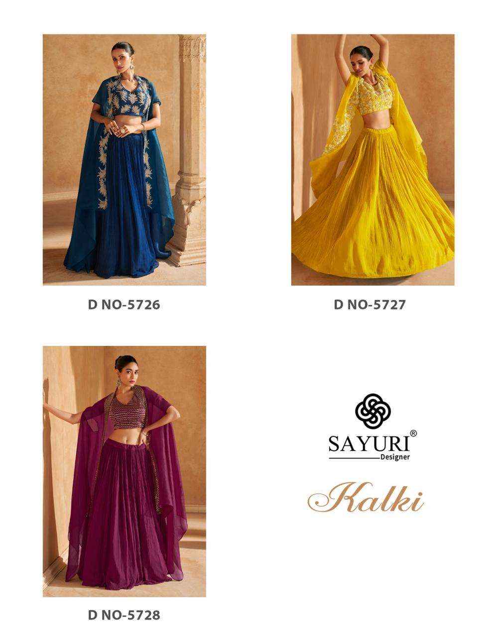 Sayuri Designer Kalki Readymade Chinone Silk Dress 3 pcs Catalogue