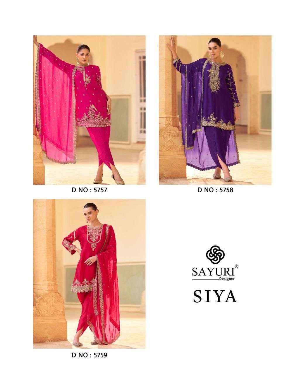 Sayuri Designer Siya Readymade Crepe Silk Dress 3 pcs Catalogue