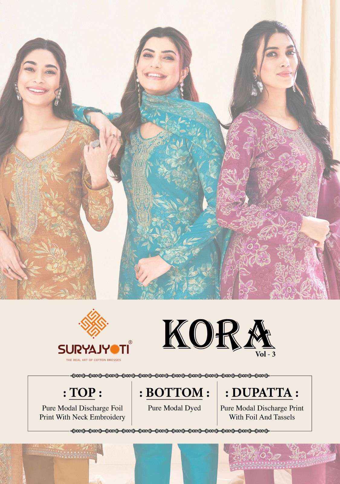 Suryajyoti Kora Vol 3 Cotton Dress Material 6 pcs Catalogue