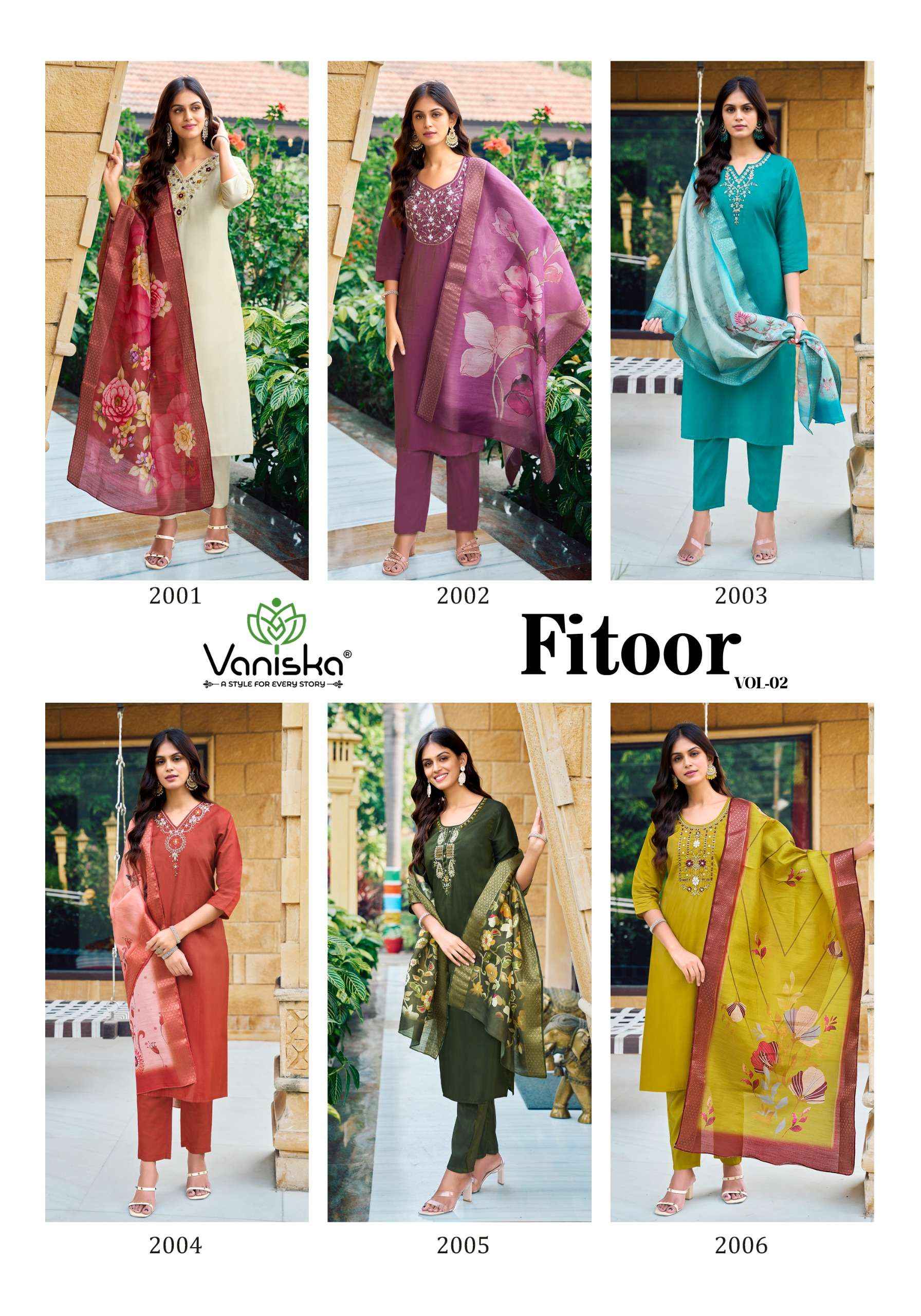 Vansika Fitoor Vol 2 Roman Silk Kurti Combo 6 pcs Catalogue