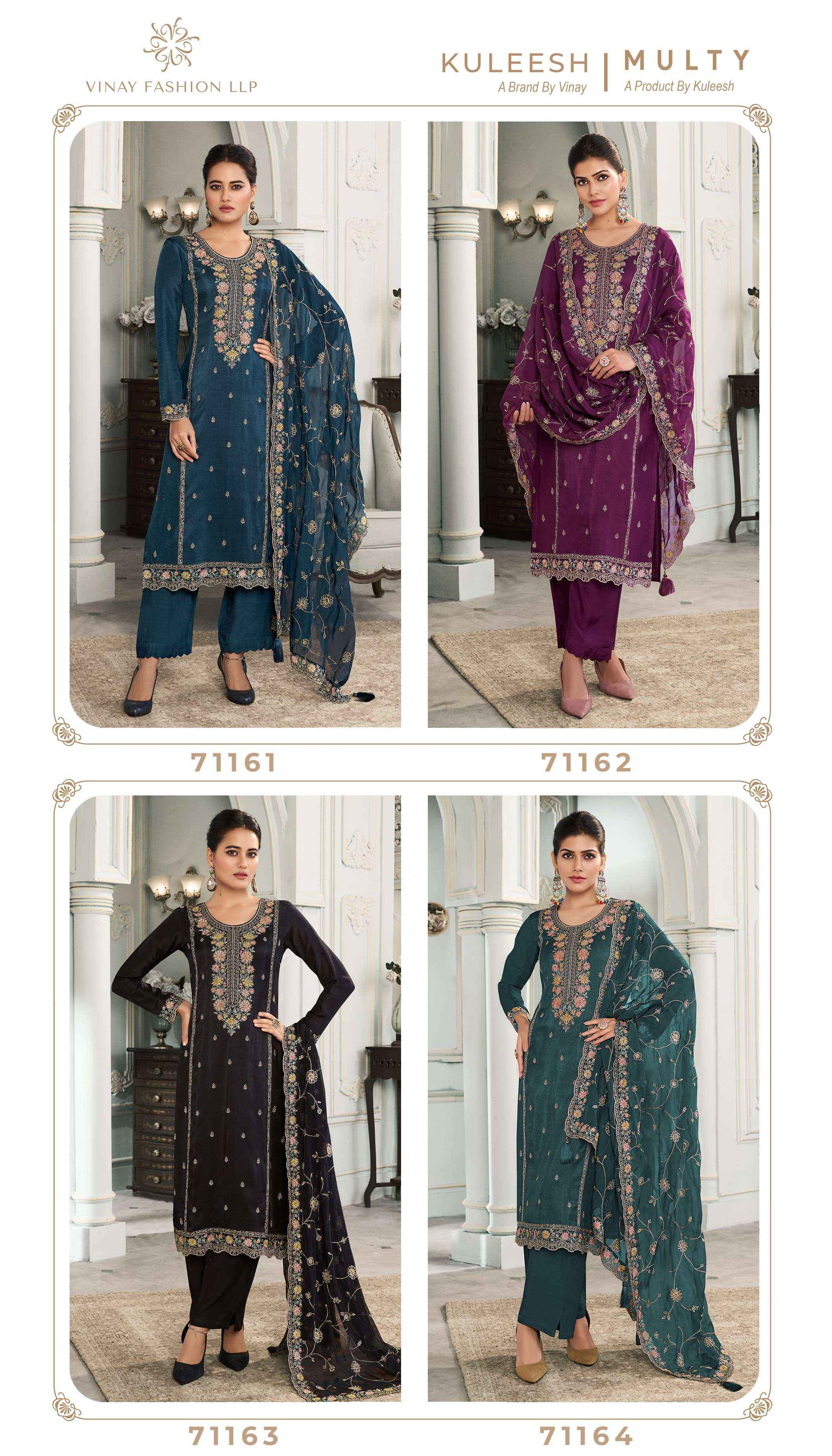 Vinay Fashion Kuleesh Multy Silk Dress Material 4 pcs Catalogue