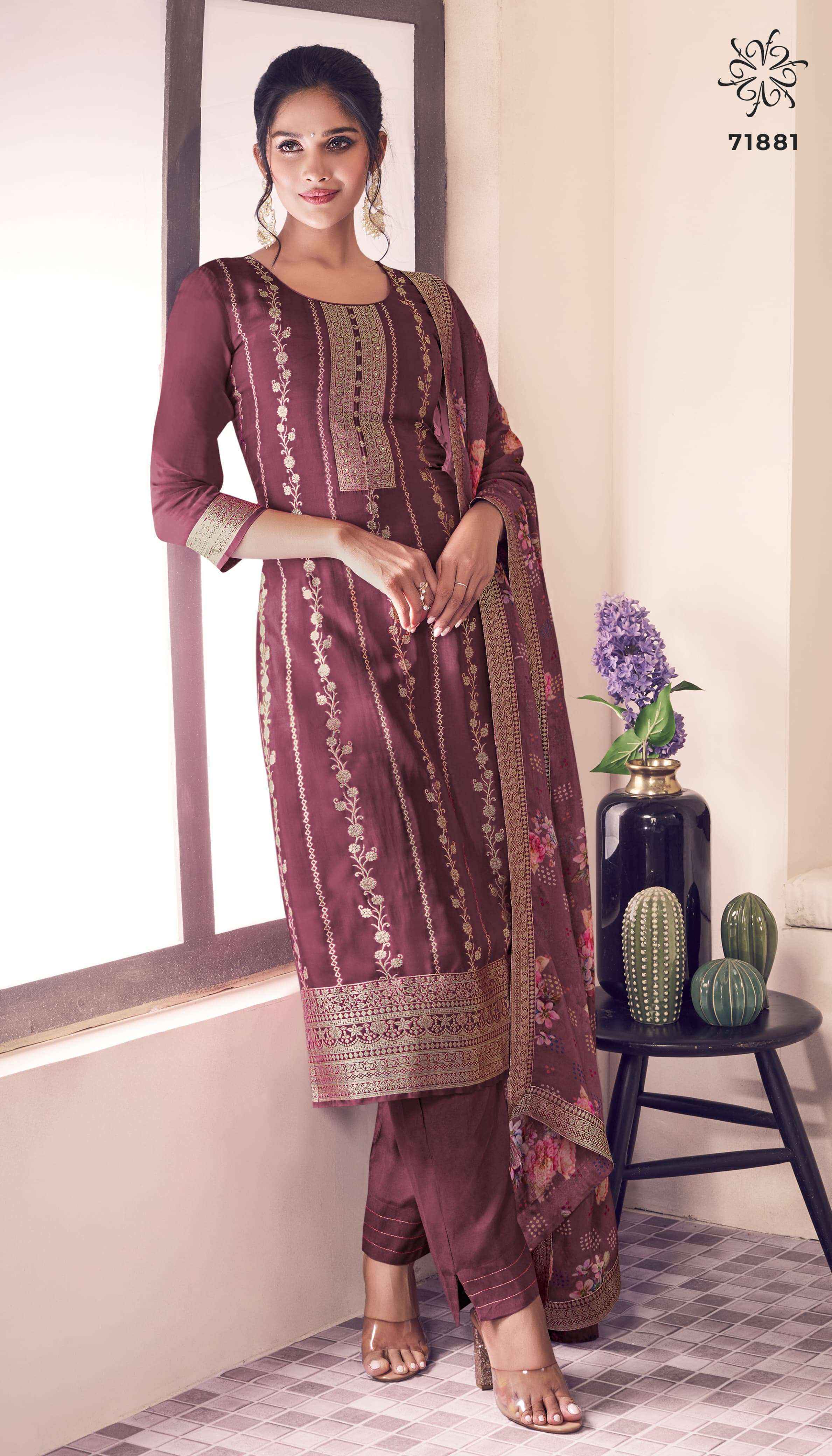 Vinay Fashion Kuleesh Noraa Silk Jacquard Dress Material 4 pcs Catalogue