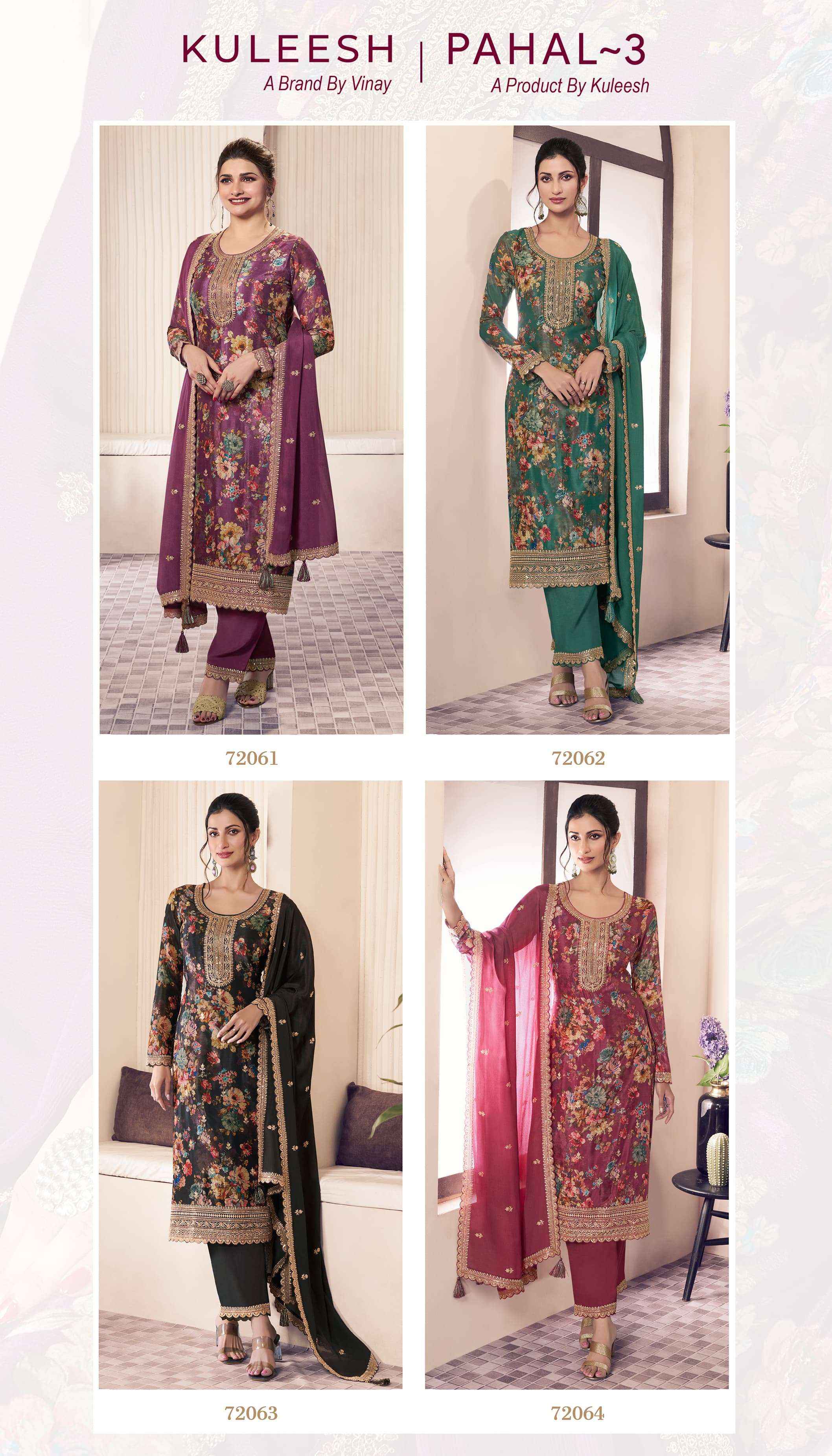 Vinay Kuleesh Pahal Vol 3 Chinon Dress Material 4 pcs Catalogue