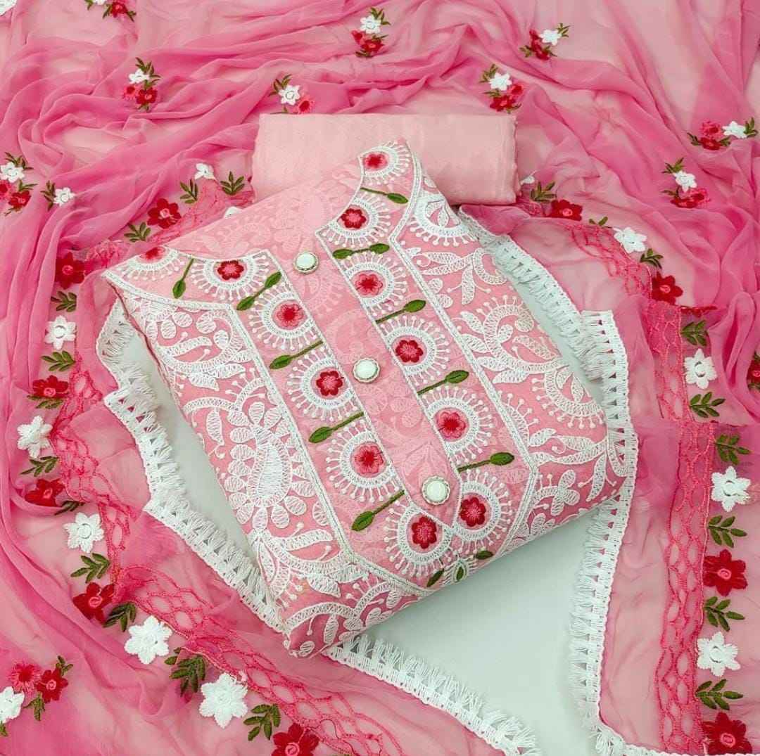 Wholesale Dekho 1 Chanderi Dress Material 4 pcs Catalogue
