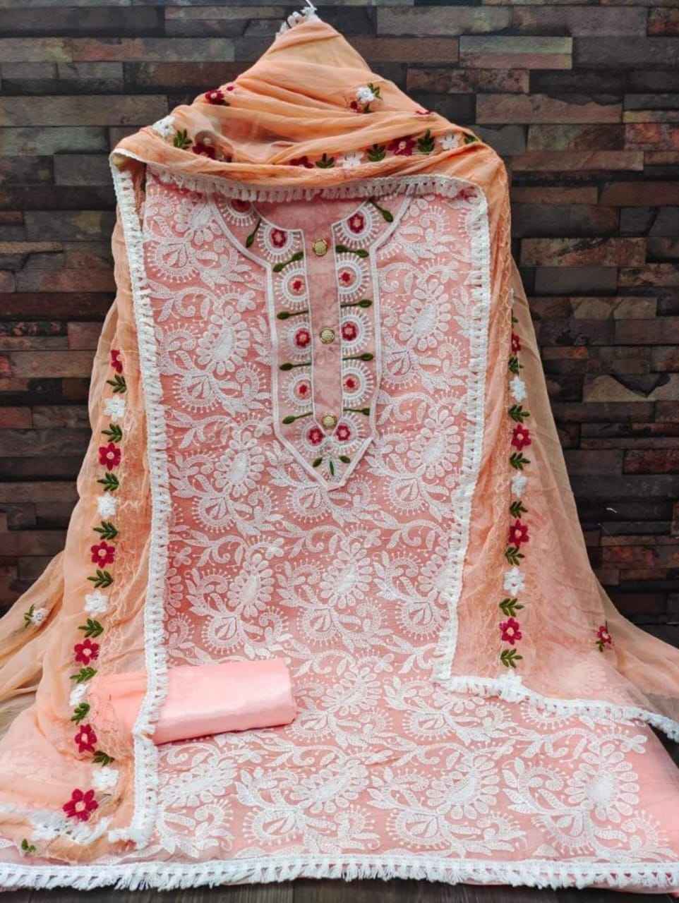 Wholesale Dekho 1 Chanderi Dress Material 4 pcs Catalogue