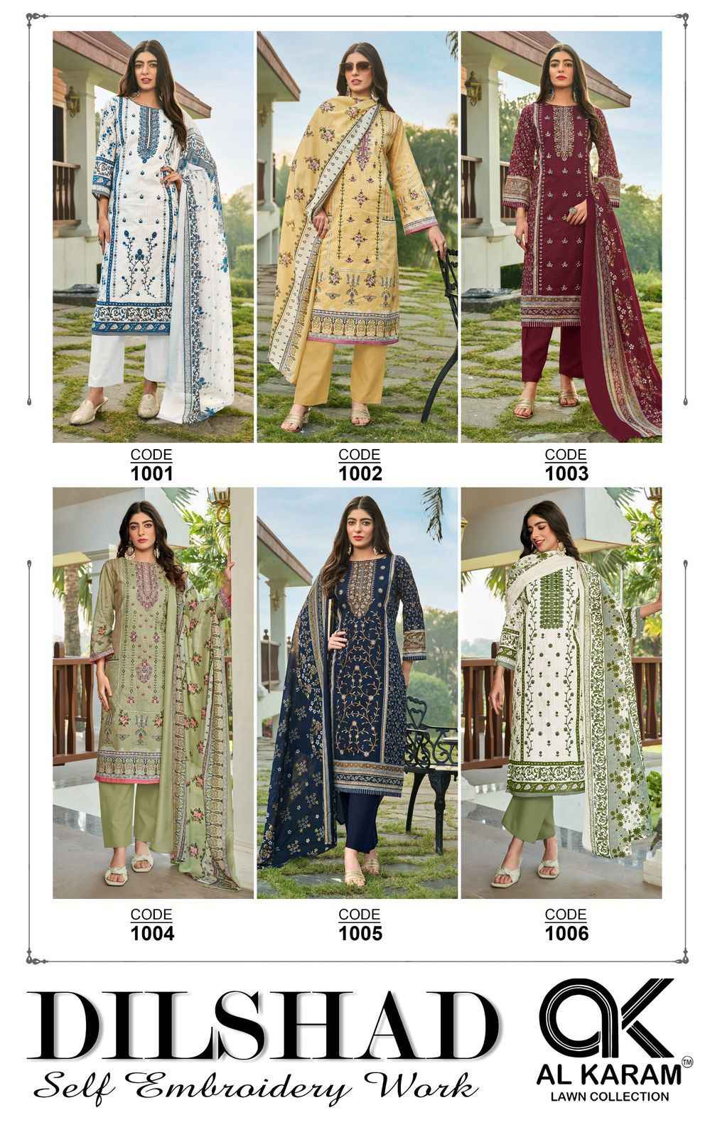 AL Karam Dilshad Lawn Dress Material 6 pcs Catalogue