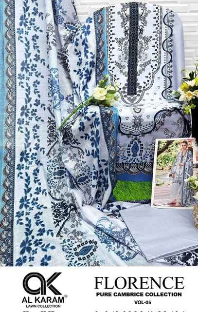 Al Karam Florence Vol 5 Cambric Cotton Dress Material 6 pcs Catalogue