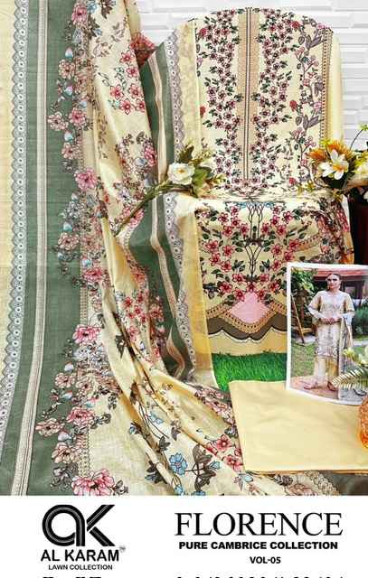 Al Karam Florence Vol 5 Cambric Cotton Dress Material 6 pcs Catalogue