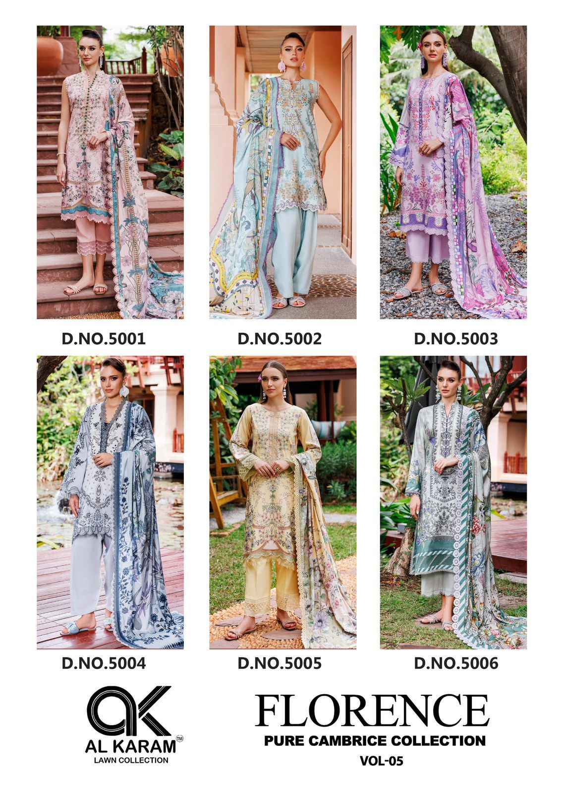 Al Karam Florence Vol 5 Cambric Cotton Dress Material 6 pcs Catalogue